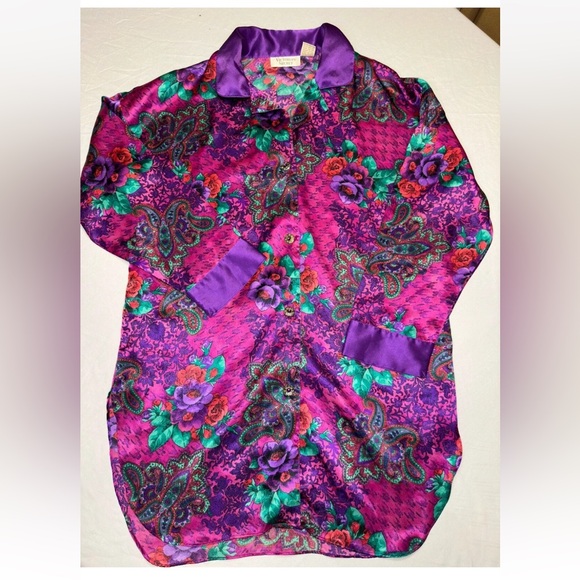 Vintage Gold Label Floral Victoria's Secret Slip Chemise & Night ShirtSize Small - Picture 3 of 5